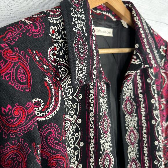 Coldwater Creek Womens size 14 3/4 Sleeve Paisley Flourish Open Front Jacket - Picture 8 of 13